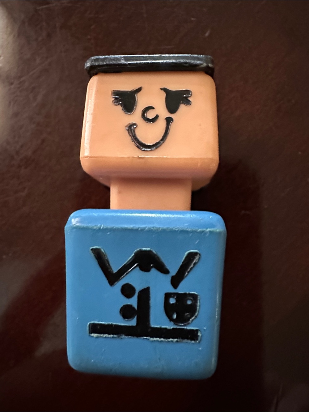 Vintage Playskool Square People 1970s Plastic Cop Police Officer Blue Shirt